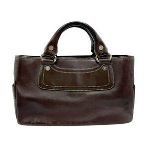 Celine Boogie Bag Dark Brown Black Silver Leather